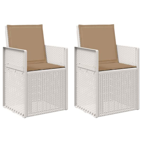 Trädgårdsmatstolar 2 pcs Vit och taupe PP