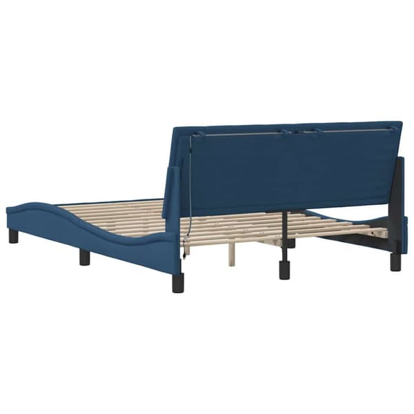 Bed Frame without Mattress "Hanko" Blue 120x200cm Fabric