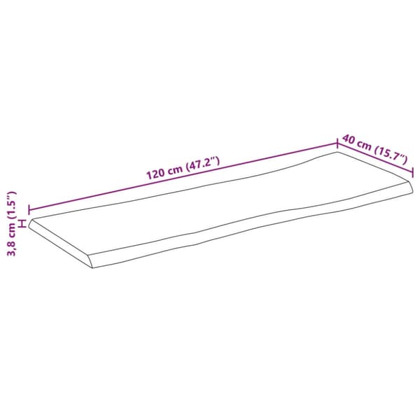 Bordsskiva 120x40x3,8 cm rektangulär massiv akacia rustik kant