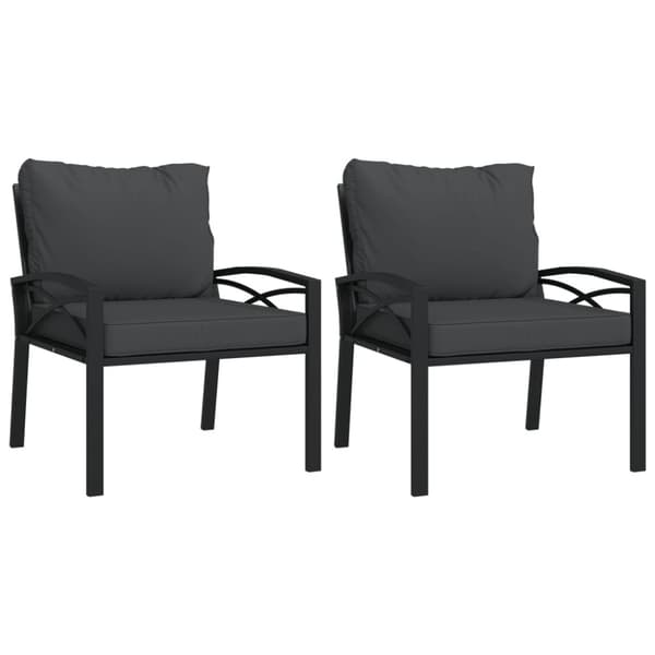 Trädgårdsstol med grå dynor 68x76x79 cm stål