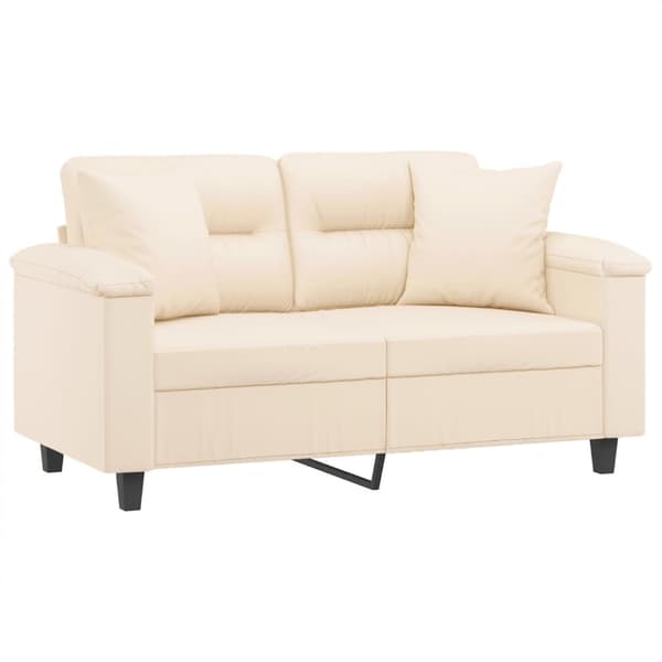 2-sitssoffa med prydnadskuddar beige 120 cm mikrofibertyg