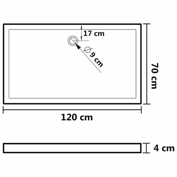 Duschkar rektangulärt ABS vit 70x120 cm