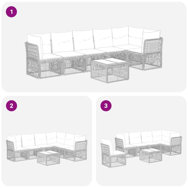 Trädgårdsoffset 7 pcs Svart konstrotting
