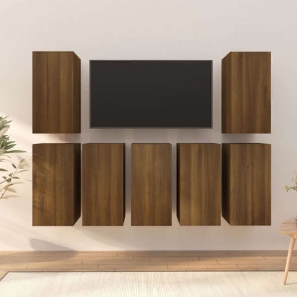 Tv-skåp 7 delar brun ek 30,5x30x60 cm konstruerat trä