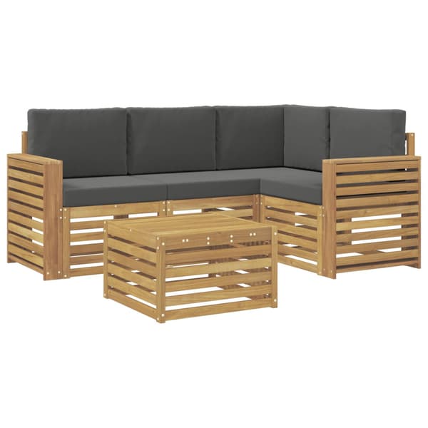 Utomhussoffset 5 pcs Vit och antracit 59 x 59 x 37 cm Polyester