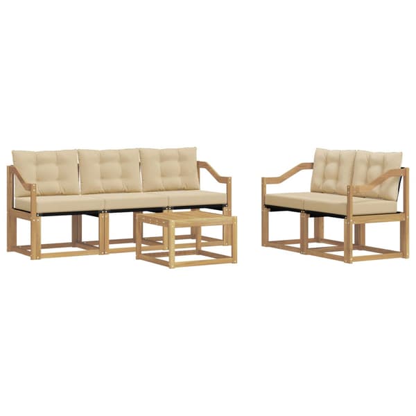 Utomhussoffset med kudde 6 pcs Vit och Beige