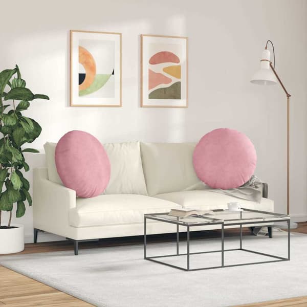 Sittkuddar 2 pcs Rosa Ø60 x 21 cm Sammet