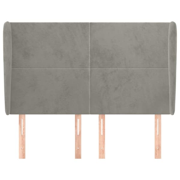 Sänggavel med kanter ljusgrå 147x23x118/128 cm sammet