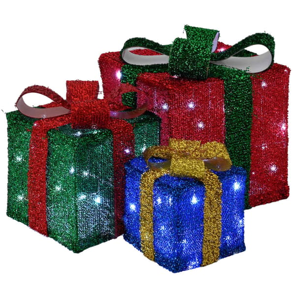 Ljusande julklapp 3 st 64 LED-lampor Kallvit
