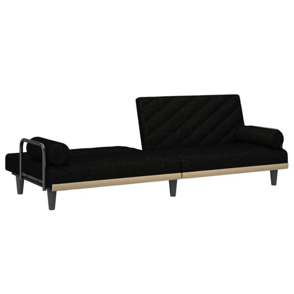 Bäddsoffa med armstöd svart tyg