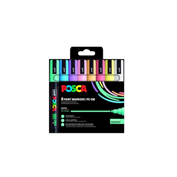 Uni Posca PC-5M, 8 st. Soft Colors  (401675)