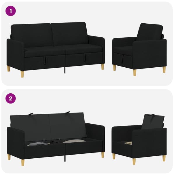 Soffgrupp med förvaring 2 pcs Svart Polyester
