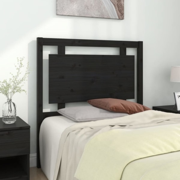 Sänggavel svart 95,5x4x100 cm massiv furu