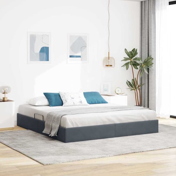 Förvaringssäng med lagring Mörkgrå 180 x 200 cm Sammet