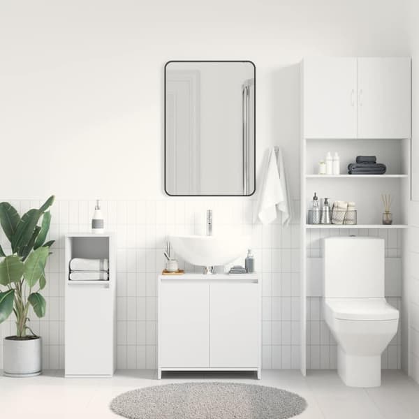 Badrumsskåp vit 60x33x61 cm konstruerat trä
