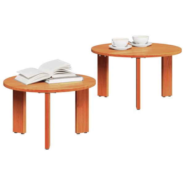 Kaffeebord 2 pcs Vaxbrun Massivt tallträ