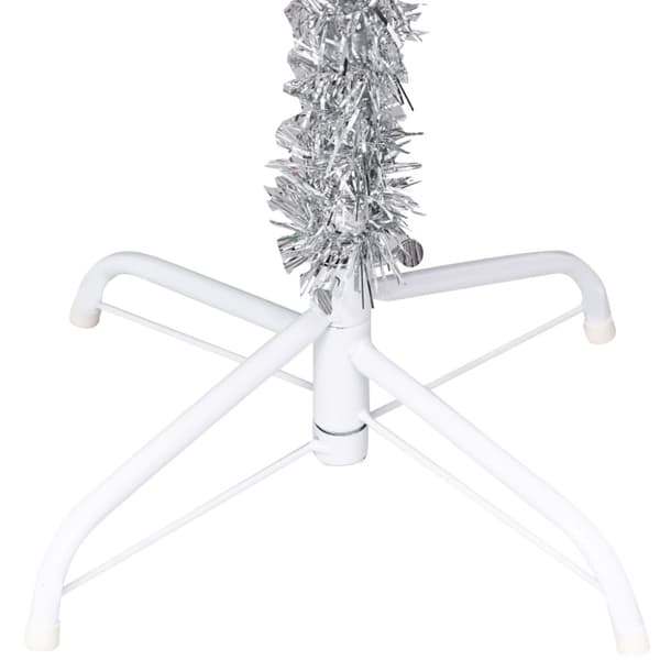 Belyst plastgran med kulor silver 210 cm PET