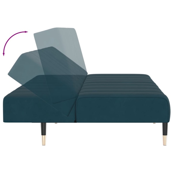 Bäddsoffa 2-sits blå sammet