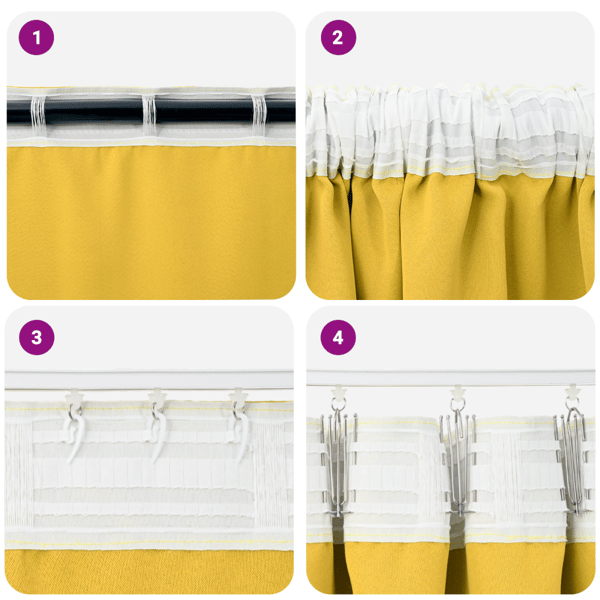 Mörkläggningsgardiner med Ringar 2 pcs Senapsgul 260 x 140 cm