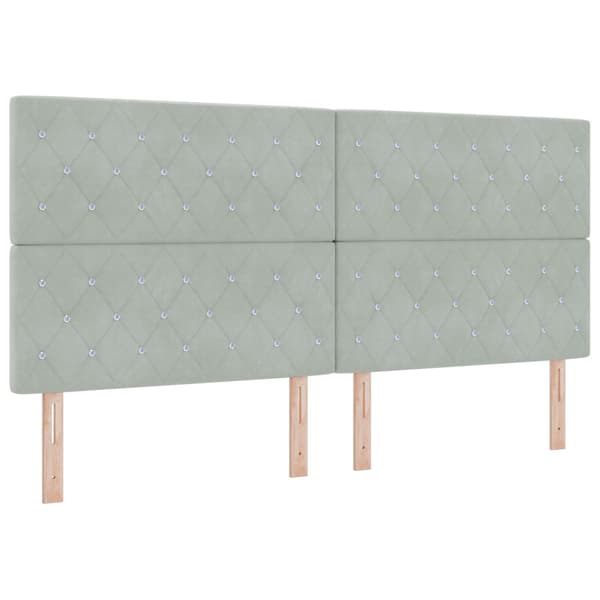 Bäddfjäder med madrass Ljusgrå 200 x 200 cm Sammet
