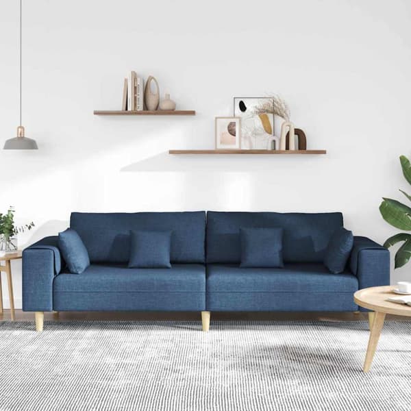 Soffa med kudde Blå 250 x 77 x 76 cm tyg