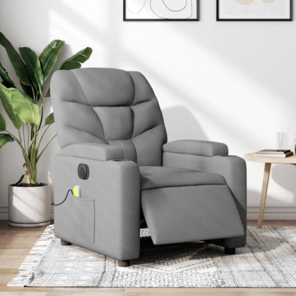 Elektrisk massagefåtölj ljusgrå tyg