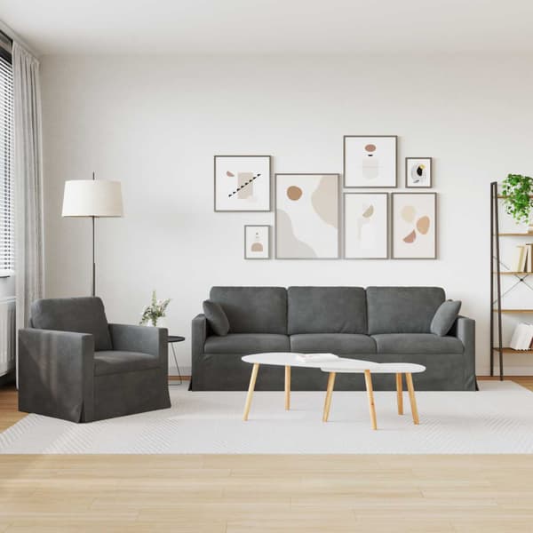 Soffset 2 pcs Mörkgrå 228 x 78 x 80 cm Sammet