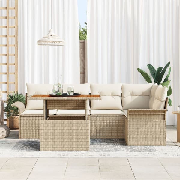 Trädgårdsoffset 6 st beige och gräddvit