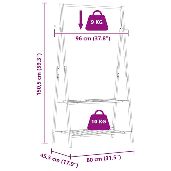 Klädställ med hyllor 96x45,5x150,5 cm bambu