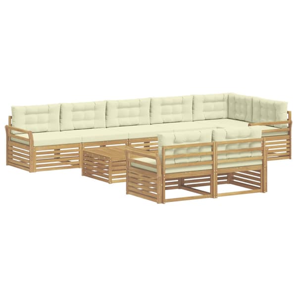 Utomhussoffset 9 pcs Vit och grädde 79 x 79 x 37 cm Polyester