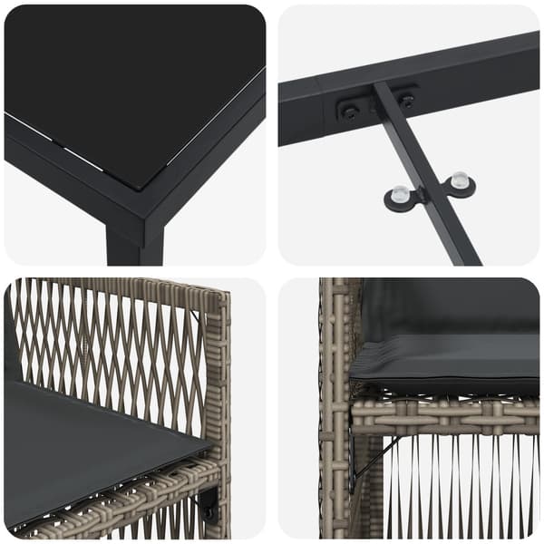 Trädgårdsmöbelset 9 pcs Grå Pulverlackerat stål