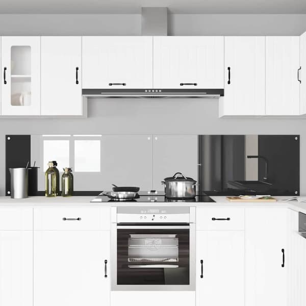 Köksskydd 2 pcs Mörkgrå 120 x 50 cm härdat glas