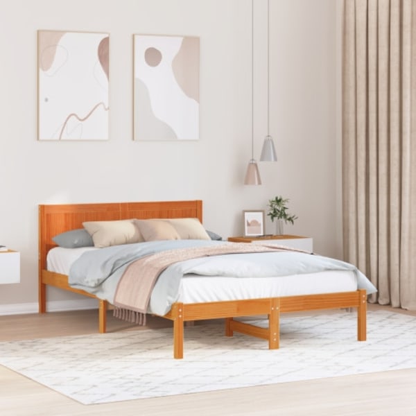 Vaxbrun Tallträ Sängram Vaxbrun Massivt trä 135 x 190 cm