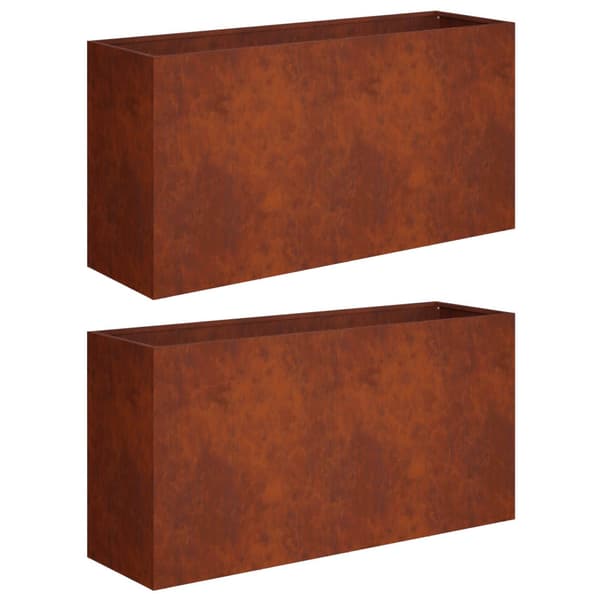 Trädgårdsplanterare 2 st Rostig 100 x 30 x 40 cm