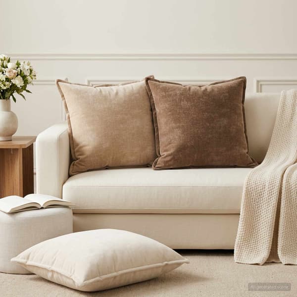 Kuddöverdrag 2 st HOUTEN Taupe 60 x 60 cm Chenilletyg