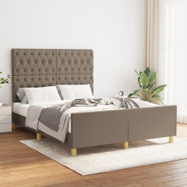 Sängram utan madrass taupe 140x190 cm tyg