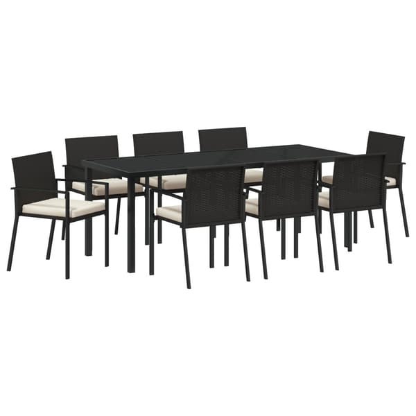 Trädgårdsmöbelset 9 pcs Svart Pulverlackerat stål