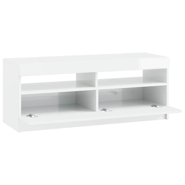 LED TV-skåp Vit högglans Konstruerat trä