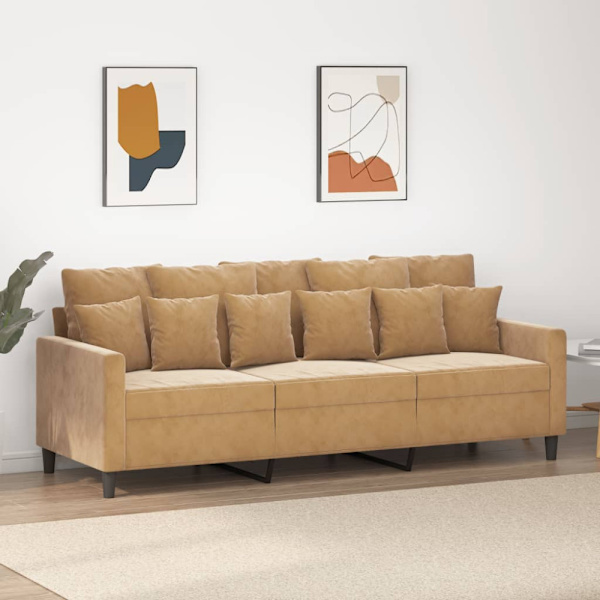 3-sitssoffa brun 180 cm sammet