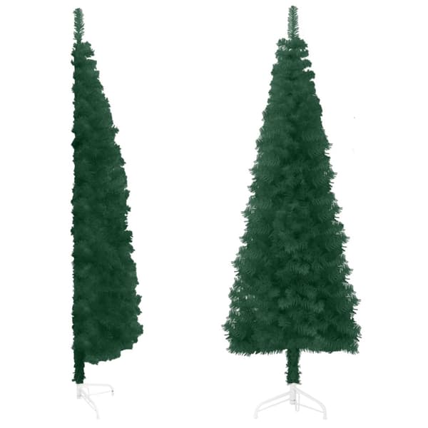 Smal halv plastgran med stativ grön 180 cm