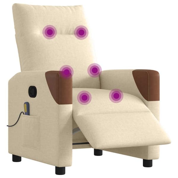 Elektrisk massagefåtölj gräddvit tyg