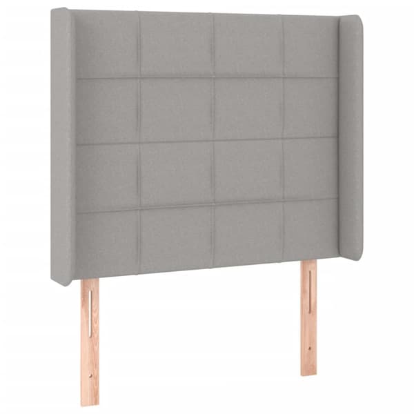 Ramsäng med madrass & LED ljusgrå 100x200 cm tyg