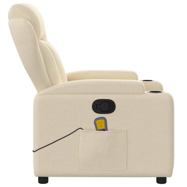 Massagefåtölj krämfärgad tyg