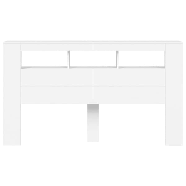 Sänggavel LED vit 180x18,5x103,5 cm konstruerat trä