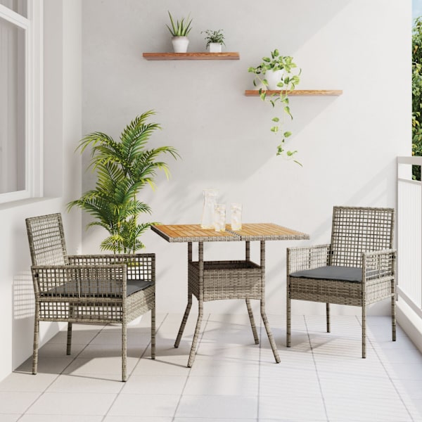 Trädgårdsmöbelset 3 pcs Grå konstrotting