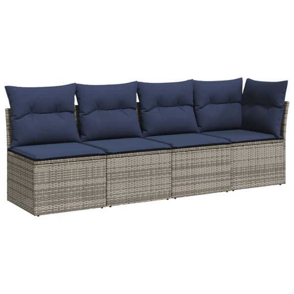 Trädgårdsoffa med kudde Grå 227 x 62 x 69 cm konstrotting