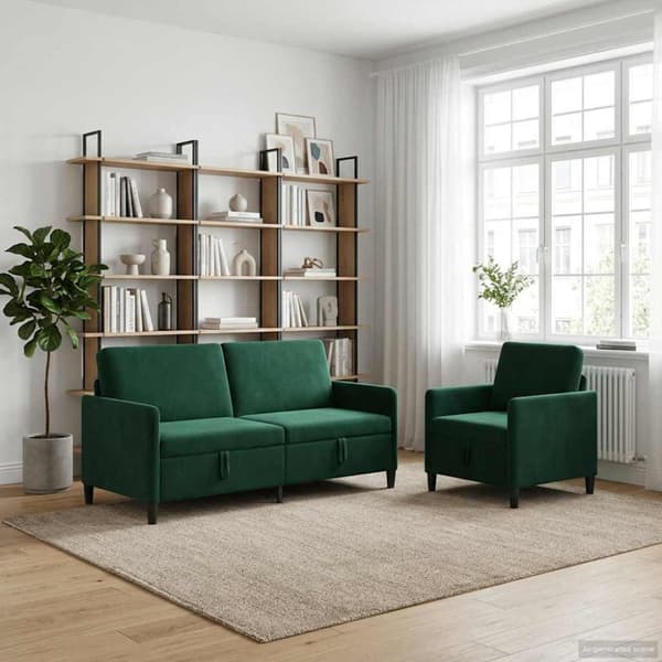 Soffgrupp med förvaring 2 st Mörkgrön Polyester