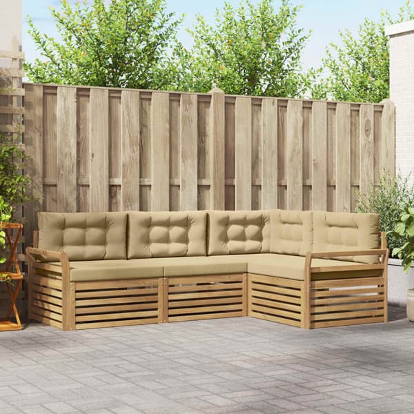 Utomhussoffset 4 pcs Vit och Beige 250 x 170,5 x 73 cm