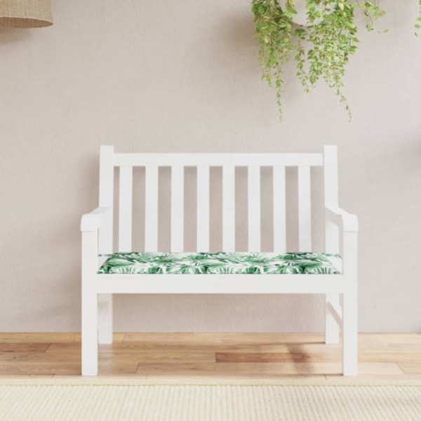 Bänkdyna för trädgården bladmönster 120x50x4 cm oxfordtyg