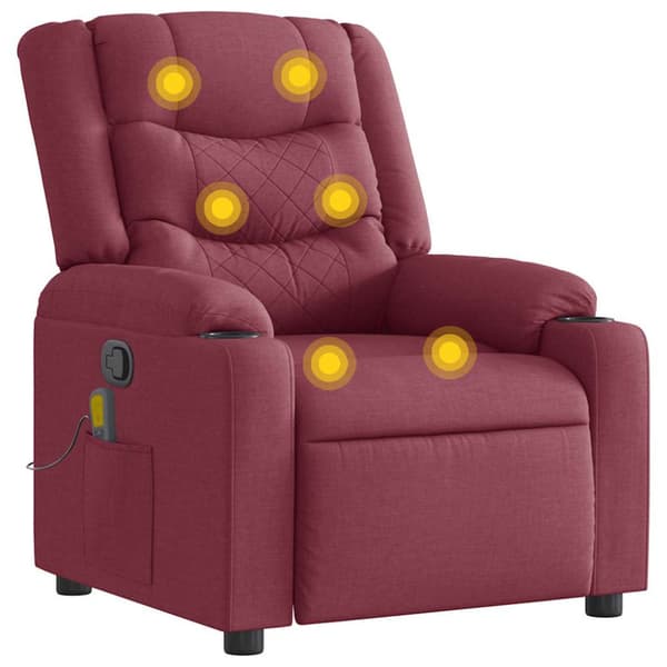 Massagefåtölj vinröd tyg